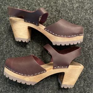Free People Anthro MIA clog 39 US 9 leather wood